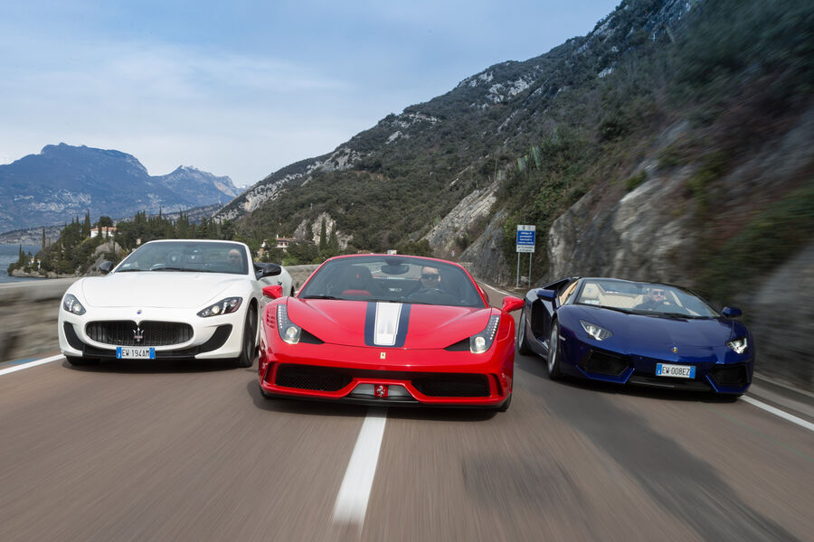 Ferrari 458, Lamborghini Aventador, Maserati Gran Cabrio ...